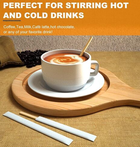 1000 قطعة من أعواد تقليب القهوة الخشبية للاستعمال مرة واحدة، أدوات تقليب الورق بشكل فردي، أدوات تقليب القهوة والشاي والمشروبات، 5.5 بوصة، 140 مم in Kuwait