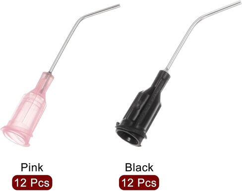 24pcs Blunt Tip Dispensing Needles 19G 22G 45 Degrees Bent Dispensing Tips 1" End Angled Dispenser Needle with Luer Elbow Blunt Needle for Oil or Glue Applicator, Black, Blue in Saudi Arabia