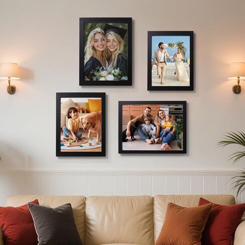 مجموعة إطارات صور مقاس 12 × 12 بوصة مكونة من 3 قطع، عرض الصور مقاس 8 × 8 بوصة مع حصيرة أو 12 × 12 بوصة بدون حصيرة، إطار صورة مع حبيبات خشبية سوداء للتركيب على الحائط أو عرض سطح الطاولة in Saudi Arabia