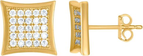 10k Yellow Gold Mens CZ Simulated Diamond Square Stud Earrings 10mm Wide Earring for Men in Saudi Arabia
