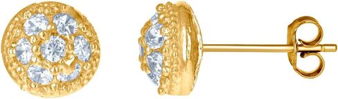 10K Gold Gold Mens CZ محاكاة أقراط مسمار مستديرة in Saudi Arabia