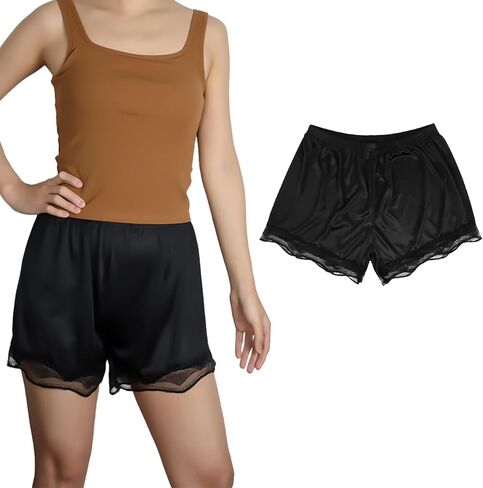 سروال سروال للانزلاق تحت اللباس نصف زلة بلوستنز سروال شورت لفساتين تحت التنانير ، أسود in Kuwait