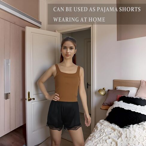 سروال سروال للانزلاق تحت اللباس نصف زلة بلوستنز سروال شورت لفساتين تحت التنانير ، أسود in Kuwait