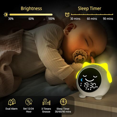 Sleep Training Clock, Kids Alarm Clock with Night Light & Nap Timer, Time to Wake Alarm Clock for Kids, Children's Sleep Trainer, Kids Wake Up Light, Sleep Sound Machine in Saudi Arabia