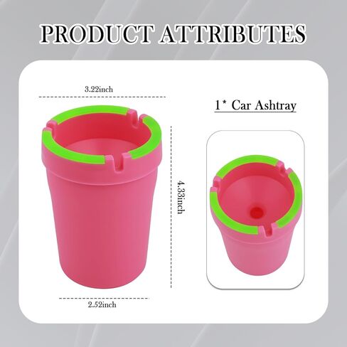 Car Ashtrays for Cup Holder Smell Proof,Multi-Functional Smokeless Ashtray for Car Storing Cigarettes,Rubbish,Ashtray with Lid Smell Proof for Most Vehicles (Pink) in Kuwait