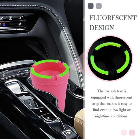 Car Ashtrays for Cup Holder Smell Proof,Multi-Functional Smokeless Ashtray for Car Storing Cigarettes,Rubbish,Ashtray with Lid Smell Proof for Most Vehicles (Pink) in Kuwait