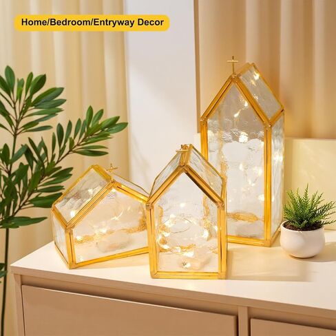 Glass Candle Holder Set of 3, Black Copper Frame Candle Holders Birthday Gifts for Women, Men, Friends, House Warming Gifts New Home Table Top Home Decor for Living Room, Mantels, Coffee Tables in Saudi Arabia