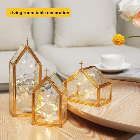 Glass Candle Holder Set of 3, Black Copper Frame Candle Holders Birthday Gifts for Women, Men, Friends, House Warming Gifts New Home Table Top Home Decor for Living Room, Mantels, Coffee Tables in Saudi Arabia