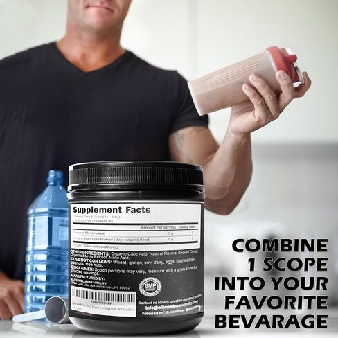 Elite Wellness Berry Flavor Creatine Monohydrate with Organic Beetroot Supplement - Supports Muscle Strength, Stamina, Cognitive Function & Athletic Performance, Gluten & Dairy Free, NSF Qualified in Saudi Arabia