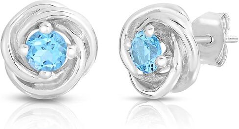 925 Sterling Silver Genuine Blue Topaz Flower Stud arocks in Saudi Arabia