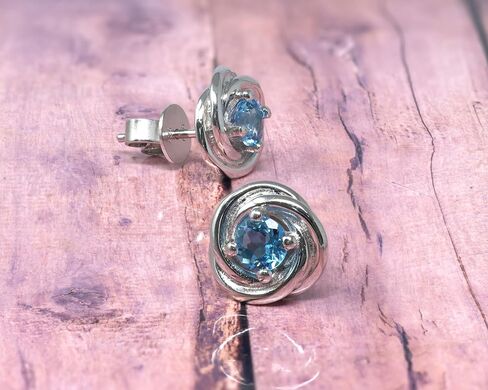 925 Sterling Silver Genuine Blue Topaz Flower Stud arocks in Saudi Arabia