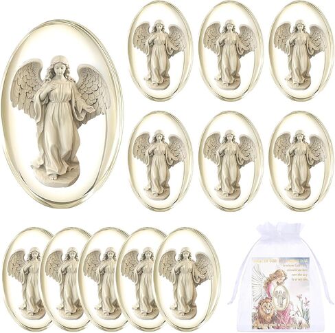 Wesiti 12 Set Guardian Angel Worry Stone for Women and Girls 1.2 inch Pocket Angel with Cards Organza Bags Worry Stones for Anxiety in Kuwait