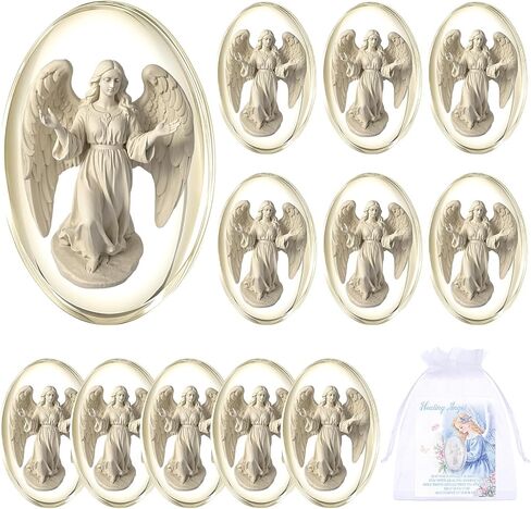 Wesiti 12 مجموعة Guardian Angel Stone Stone للنساء والبنات 1.2 بوصة ملاك الجيب مع بطاقات أكياس أورجانيات القلق من أجل القلق in Saudi Arabia
