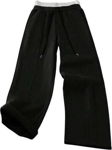 OYOANGLE Men's Straight Leg Sweatpants Y2K Double Waisted Thermal Athletic Gym Workout Pants in Saudi Arabia