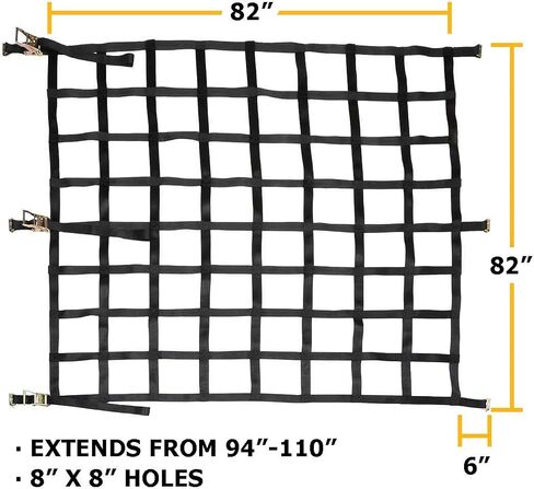 US Cargo Control Heavy Duty Cargo Net, 6.8 Foot x 3.5 Foot, Truck Cargo Net with Ratchets and E-Track Fittings for Large Enclosed Trailers, Van Trailers, and Cargo Vans, 8 Inch by 8 Inch Holes in Saudi Arabia