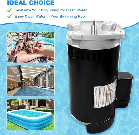 B2853 Pool Pump Motor,1HP | 115/230V | 56Y Frame | 3450 RPM | 6.5/13.0 Max Amps,Compatible with Sta-Rite,Hydro-Tech,Premier,Aquaflo,Red Jacket,Sears,Pac Fab and AO Smith Century Pumps in Saudi Arabia