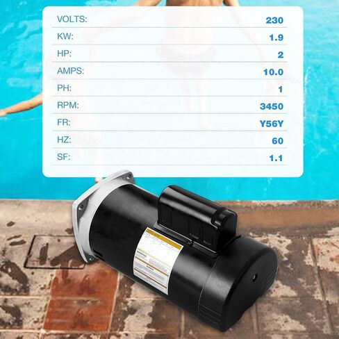 B2853 Pool Pump Motor,1HP | 115/230V | 56Y Frame | 3450 RPM | 6.5/13.0 Max Amps,Compatible with Sta-Rite,Hydro-Tech,Premier,Aquaflo,Red Jacket,Sears,Pac Fab and AO Smith Century Pumps in Saudi Arabia