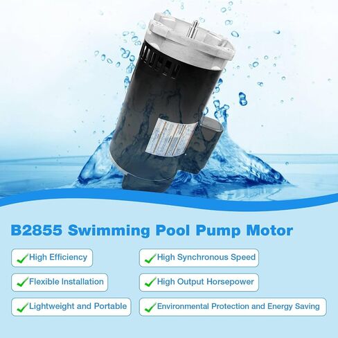 B2853 Pool Pump Motor,1HP | 115/230V | 56Y Frame | 3450 RPM | 6.5/13.0 Max Amps,Compatible with Sta-Rite,Hydro-Tech,Premier,Aquaflo,Red Jacket,Sears,Pac Fab and AO Smith Century Pumps in Saudi Arabia