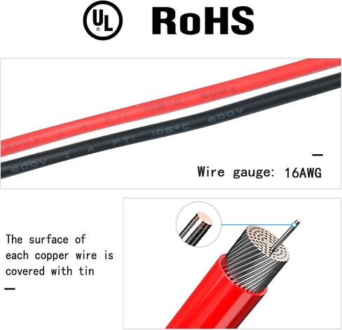 كابل موصل SAE ، 16AWG 1FT 2 PIN SAE موصل سريع قطع الاتصال لدراجة نارية للسيارة لوحة الطاقة الشمسية (2 حزمة) in Kuwait