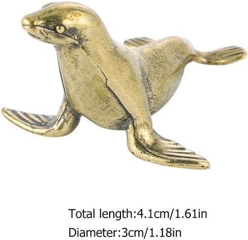 2Pcs Brass Mini Seal Figurine - Vintage Sea Animal Ornament for Desktop Decor, Collectible Seal Sculpture, Retro Home Accessories in Saudi Arabia