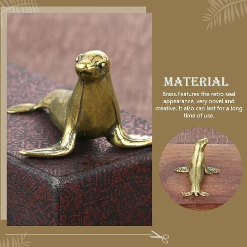 2Pcs Brass Mini Seal Figurine - Vintage Sea Animal Ornament for Desktop Decor, Collectible Seal Sculpture, Retro Home Accessories in Saudi Arabia