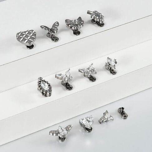 14g G23 Titanium Hypoallergenic Cubic Zirconia Butterfly Dermal Anchor Tops and Base Microdermals Jewelry for Body Piercing in Kuwait