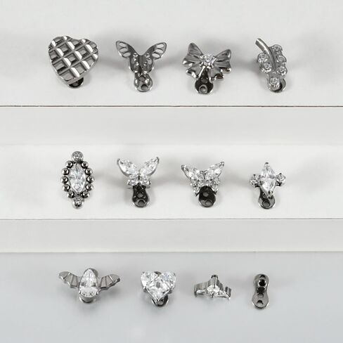14g G23 Titanium Hypoallergenic Cubic Zirconia Butterfly Dermal Anchor Tops and Base Microdermals Jewelry for Body Piercing in Kuwait