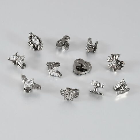 14g G23 Titanium Hypoallergenic Cubic Zirconia Butterfly Dermal Anchor Tops and Base Microdermals Jewelry for Body Piercing in Kuwait