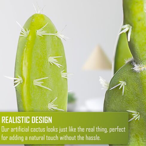 Artificial Fake Cactus Plant - 27 Inch Large Faux Cactus Plant for Indoor - Tall Artificial Cactus Plant for Home Decor - Large Fake Desert Plants, Green, SAC60 in Saudi Arabia