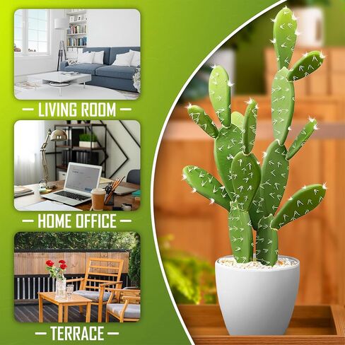 Artificial Fake Cactus Plant - 27 Inch Large Faux Cactus Plant for Indoor - Tall Artificial Cactus Plant for Home Decor - Large Fake Desert Plants, Green, SAC60 in Saudi Arabia