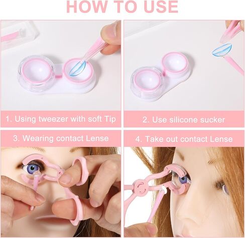 Contact Lens Wearing Aids,Contact Lens Applicator,Contact Remover Tool for Soft Contacts Insertion Tool Set Includes Tweezers, Contact Lens Case and Contact Lens Remover Plunger Suction Cup in Saudi Arabia