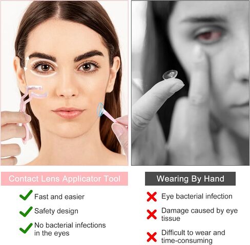 Contact Lens Wearing Aids,Contact Lens Applicator,Contact Remover Tool for Soft Contacts Insertion Tool Set Includes Tweezers, Contact Lens Case and Contact Lens Remover Plunger Suction Cup in Saudi Arabia