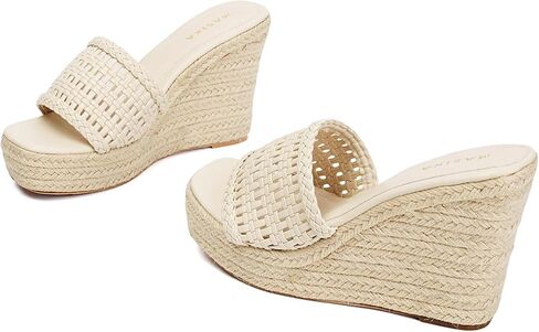MASIKA women's sandals, comfortable wedge-shaped platform shoes, woven surface high heels, summer beach slippers. in Kuwait