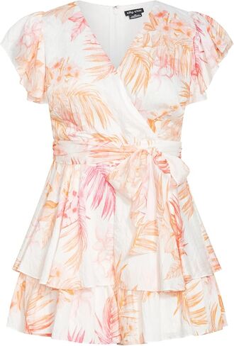 City Chic Women's Plus Size Playsuit - Summer Frill in Saudi Arabia