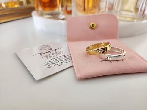 L&M Eye Band Ring-18K Gold & Silver Plented 925 Sterling Silver Ring للنساء-مجوهرات الأزياء الكريستالية القابلة للتكديس-عبوة جاهزة للهدية in Kuwait