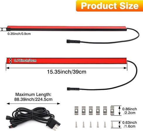 15 Inch LED Trailer Tail Brake Light Strips, 2 Pcs Universal Red Turn Signal Running Lights Bar, DC 12V Aluminum Brake Tail Light for Trailer Truck Camper Minivans Pickup RV in Kuwait