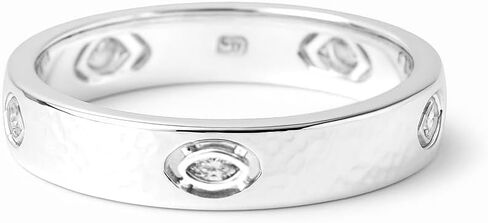 L&M Eye Band Ring-18K Gold & Silver Plented 925 Sterling Silver Ring للنساء-مجوهرات الأزياء الكريستالية القابلة للتكديس-عبوة جاهزة للهدية in Kuwait