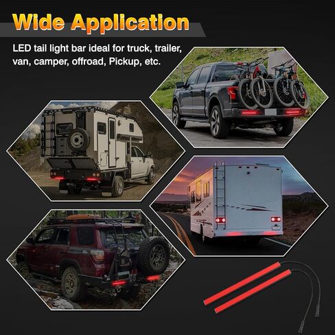 15 بوصة LED مقطورة مقطورة شرائط ضوء الفرامل ، 2 PCS Universal Red Turn Signal Lights Bar ، DC 12V Aluminium Brake Tail Light for Trainer Truck Camper Minivans Pickup RV in Kuwait