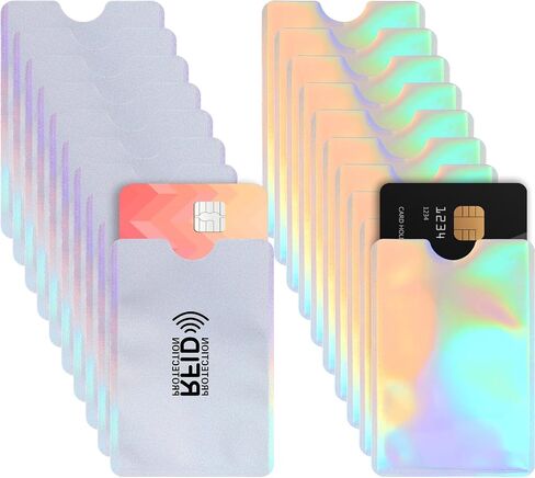 20 Pack RFID حظر الأكمام ، حماة بطاقات الائتمان بالليزر ، حامل بطاقة هوية رمادية. in Saudi Arabia