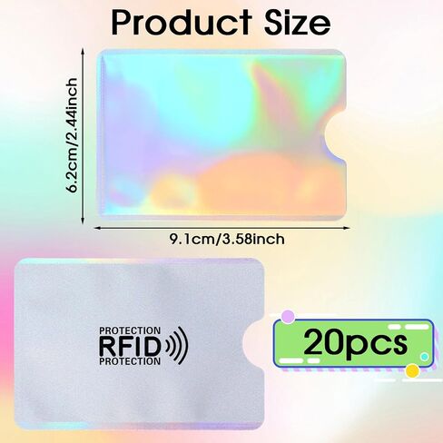 20 Pack RFID حظر الأكمام ، حماة بطاقات الائتمان بالليزر ، حامل بطاقة هوية رمادية. in Saudi Arabia