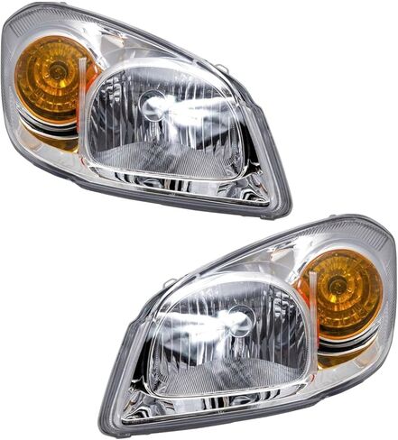 المصابيح الأمامية المصابيح الأمامية مع chrome bezel يسار ومجموعة 2pcs amber الزاوية مصباح ل Chevy لكوبالت 2005-2010 ، ل pontiac for g5 2007-2009 للتسعى 2005-2006 GM2503251 114-01234BR in Saudi Arabia