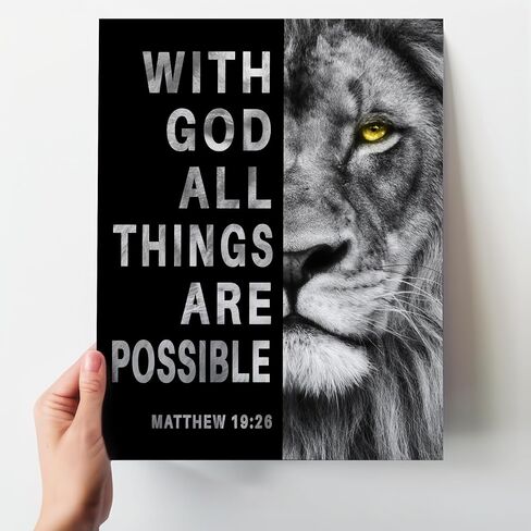Christian Art for Men - Bible Scripture Wall Decor, Masculine Decor, Motivation Posters 8x10, With God All Things Are Possible Wall Decor, Living room Decor for men, Men Room Decor, Manly Mens Art in Saudi Arabia
