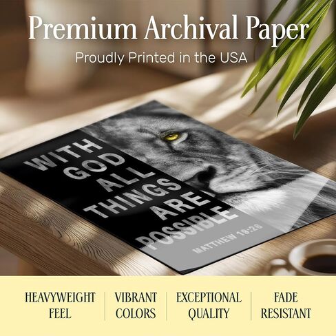 Christian Art for Men - Bible Scripture Wall Decor, Masculine Decor, Motivation Posters 8x10, With God All Things Are Possible Wall Decor, Living room Decor for men, Men Room Decor, Manly Mens Art in Saudi Arabia