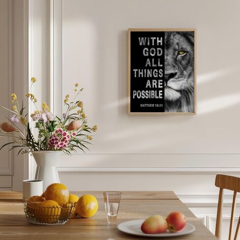 Christian Art for Men - Bible Scripture Wall Decor, Masculine Decor, Motivation Posters 8x10, With God All Things Are Possible Wall Decor, Living room Decor for men, Men Room Decor, Manly Mens Art in Saudi Arabia
