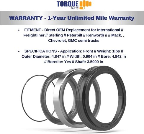 4 Pack of TORQUE Classic Wheel Seal (Replaces SKF 46305 42626 46300, Stemco 373-0143, Timken K154146, Meritor MER0143 MER0243) Replacement for Freightliner Peterbilt Volvo Trucks (4 x TR46305) in Kuwait