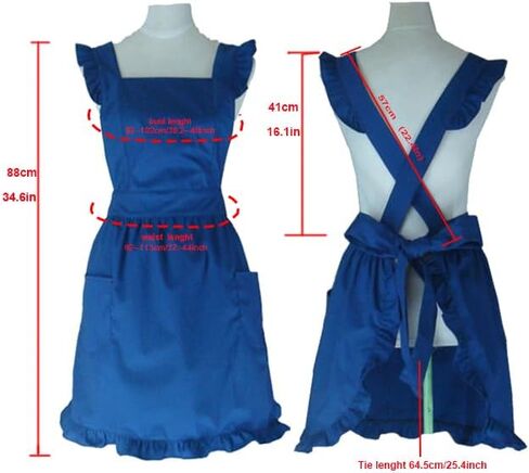 Hyzrz Cute Lovely Cotton Retro Kitchen Cooking Aprons for Women Girls Vintage Baking Apron with Pockets for Mother Gift in Kuwait