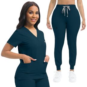 niaahinn Nurse Scrub for Women Set V-Neck Top & Jogger Scrub Pants Medical Uniform Scrubs Suit for Women in Saudi Arabia
