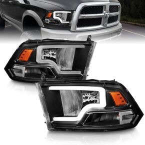AmeriLite for 2009-2018 Dodge Ram 1500 2500 3500 Truck LED Bar Black Replacement Headlights Pair - Driver and Passenger Side in Kuwait