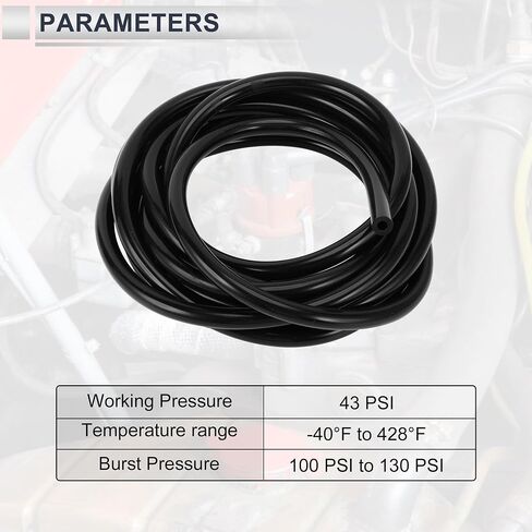1 Pcs Universal Silicone Vacuum Tubing Hose High Temperature 20FT 3/8" 10mm ID 3mm Thickness Automotive Vacuum Line 130PSI Max Pressure Black Silicone in Saudi Arabia