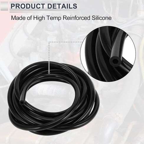 1 Pcs Universal Silicone Vacuum Tubing Hose High Temperature 20FT 3/8" 10mm ID 3mm Thickness Automotive Vacuum Line 130PSI Max Pressure Black Silicone in Saudi Arabia